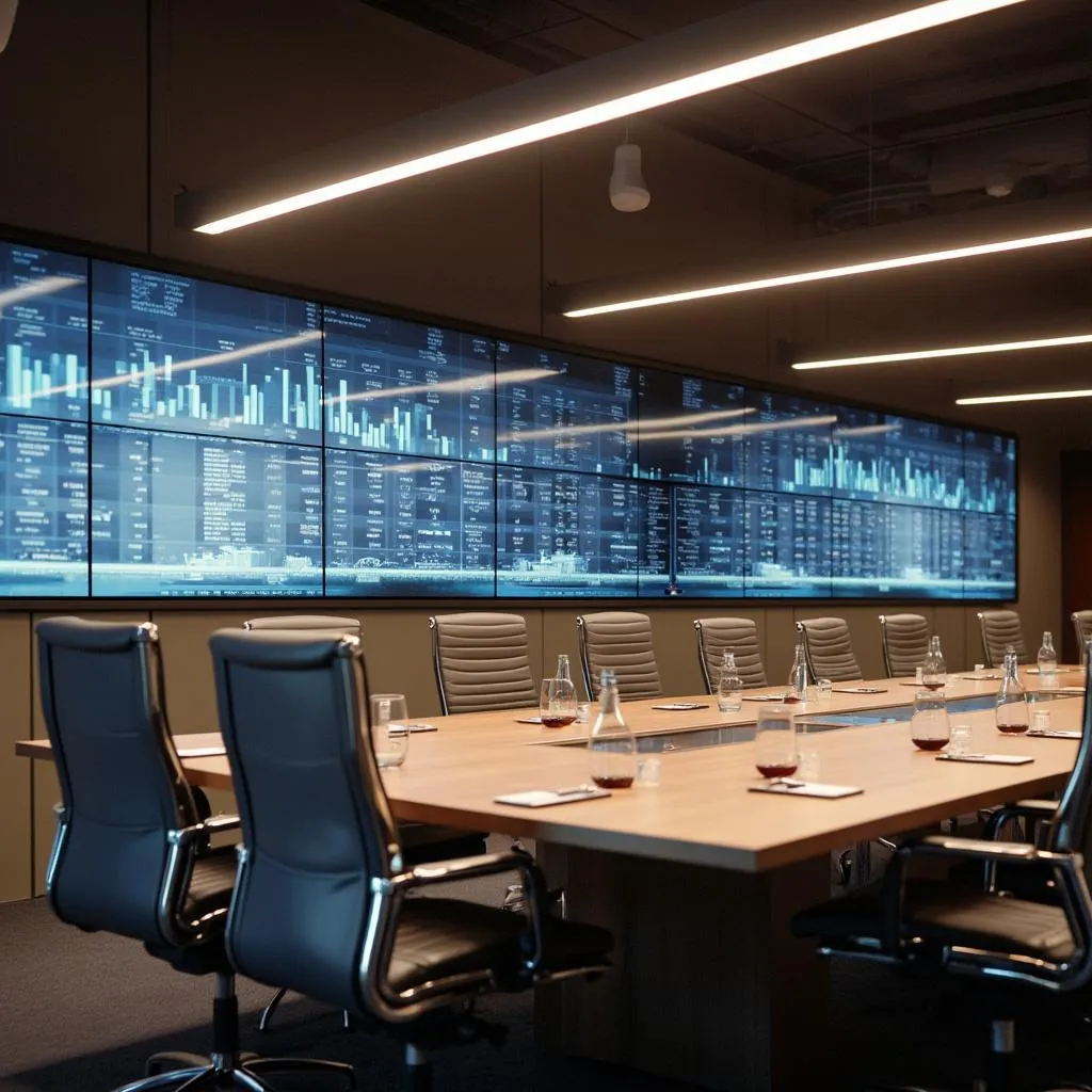 Reunión con clientes en sala de juntas